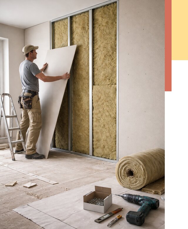 Перегородка из гипсокартона с шумоизоляцией в Новомосковске от 3221 руб. | ОТДЕЛОЧНИК-Нвм