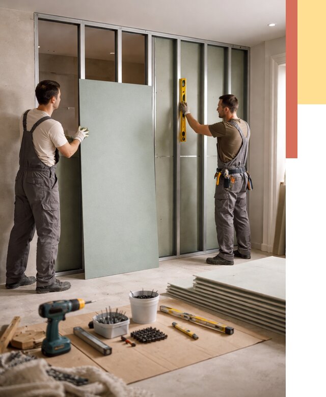 Перегородка из влагостойкого гипсокартона в Новомосковске от 4956 руб. — монтаж под ключ | ОТДЕЛОЧНИК-Нвм