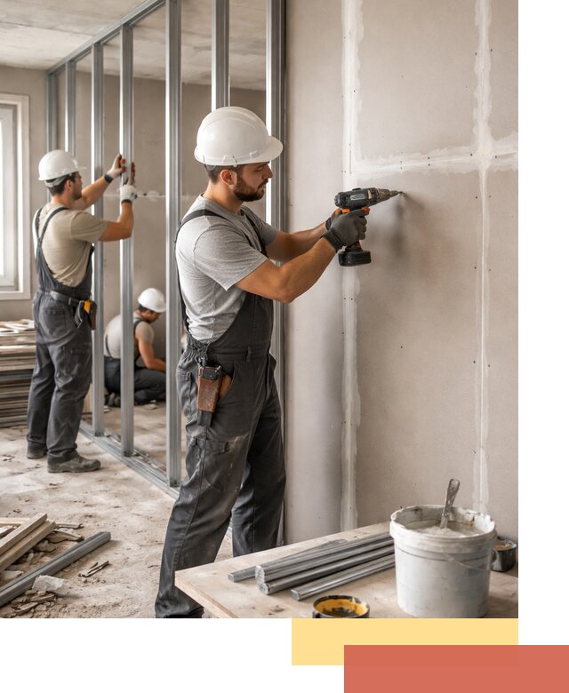 Перегородки из огнестойкого гипсокартона в Новомосковске под ключ