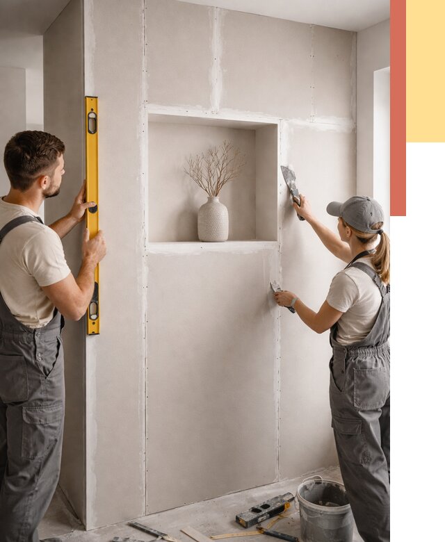 Перегородка из гипсокартона с нишей в Новомосковске от 3356 руб. под ключ | ОТДЕЛОЧНИК-Нвм