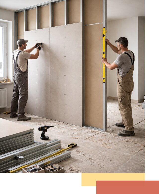 Зонирующая перегородка из гипсокартона под ключ в Новомосковске