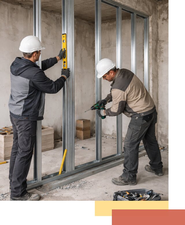 Монтаж каркаса перегородки из профиля в Новомосковске