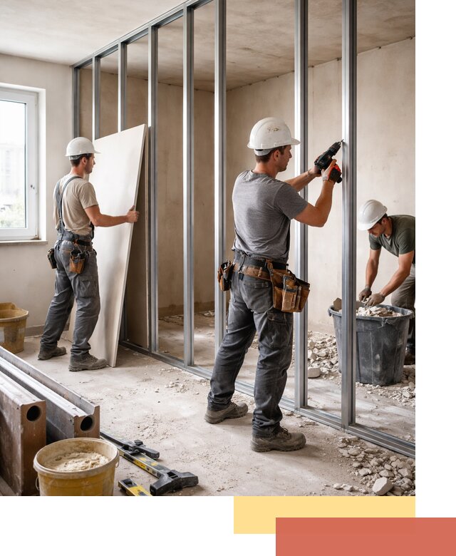 Перенос гипсокартонной перегородки в Новомосковске профессионально и быстро