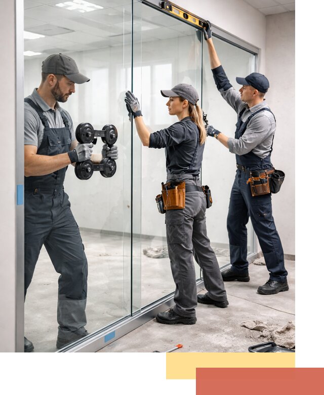 Профессиональный монтаж стеклянных перегородок в Новомосковске