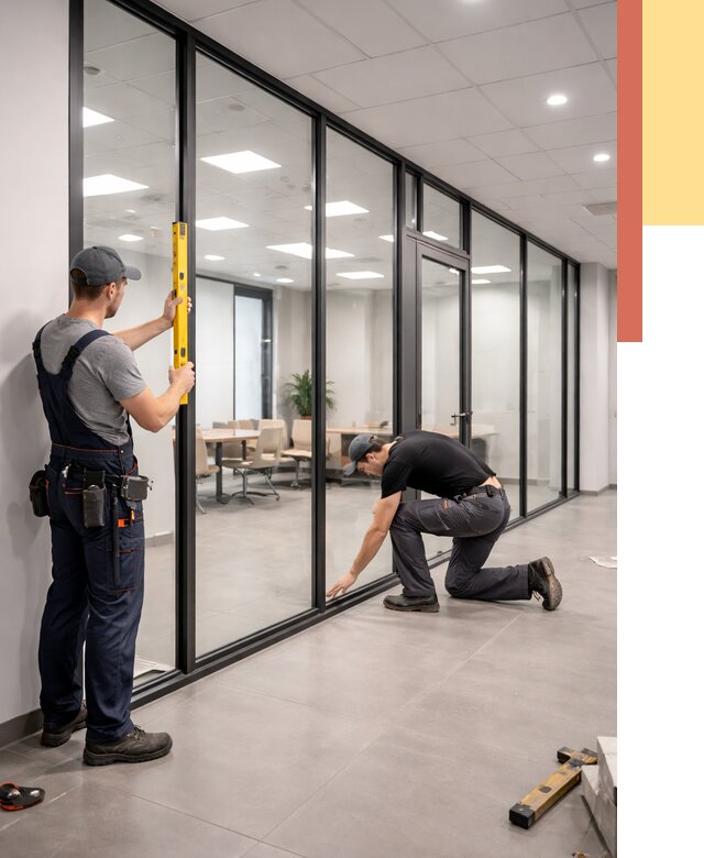 Каркасные стеклянные перегородки в Новомосковске под ключ от 9499 руб. | ОТДЕЛОЧНИК-Нвм