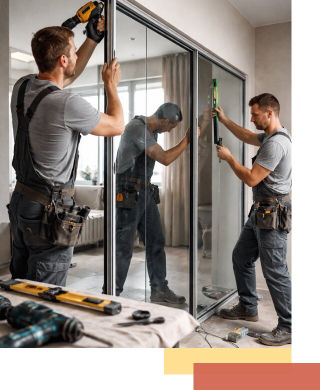 Каркасные стеклянные перегородки под ключ в Новомосковске