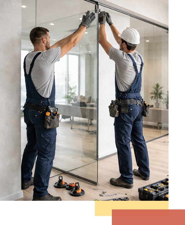 Безрамные стеклянные перегородки под ключ в Новомосковске