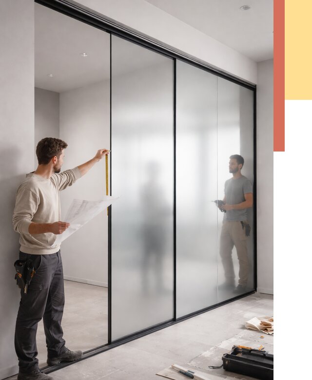 Матовые стеклянные перегородки в Новомосковске от 8776 руб. — монтаж и установка | ОТДЕЛОЧНИК-Нвм