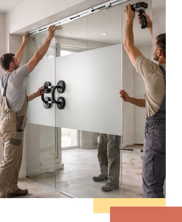 Матовые стеклянные перегородки под ключ в Новомосковске