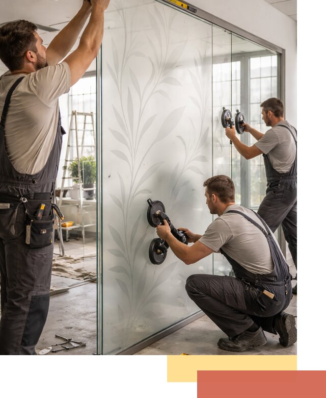 Стеклянные перегородки с рисунком на заказ в Новомосковске