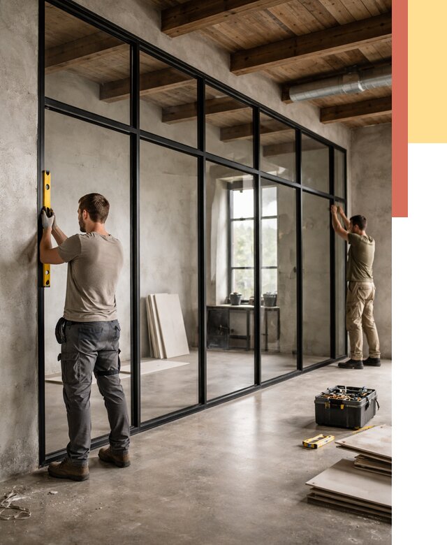 Стеклянные перегородки лофт в Новомосковске от 10841 руб. под ключ | ОТДЕЛОЧНИК-Нвм