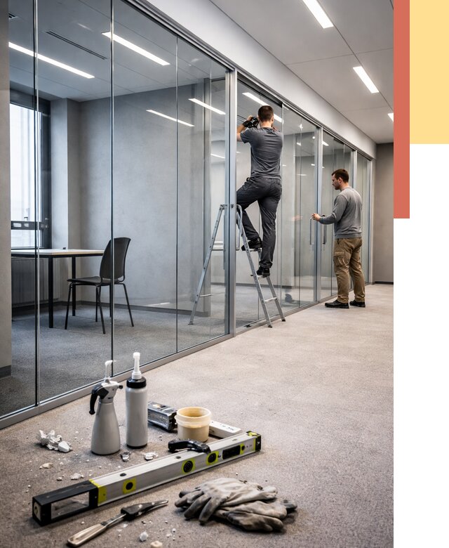 Стеклянные офисные перегородки в Новомосковске от 8776 руб. — монтаж и установка | ОТДЕЛОЧНИК-Нвм