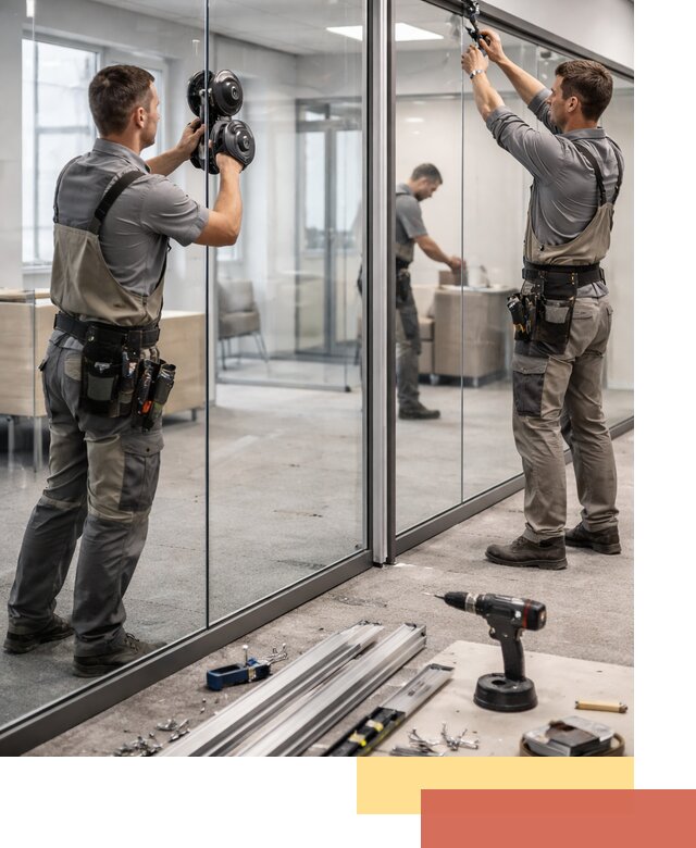 Стеклянные офисные перегородки под ключ в Новомосковске