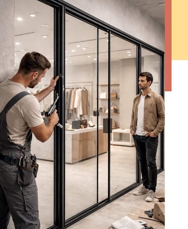 Стеклянные перегородки для магазинов в Новомосковске от 8467 руб. под ключ | ОТДЕЛОЧНИК-Нвм