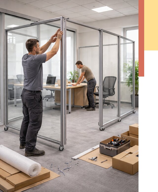 Мобильные офисные перегородки в Новомосковске от 12906 руб. — установка под ключ | ОТДЕЛОЧНИК-Нвм