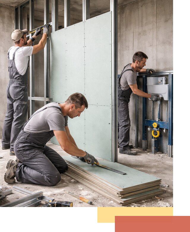 Монтаж и ремонт сантехнических перегородок в Новомосковске