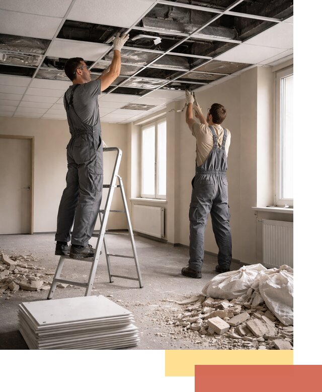 Демонтаж потолков Армстронг профессионально в Новомосковске