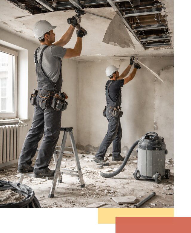 Демонтаж гипсокартонного потолка в Новомосковске быстро и аккуратно