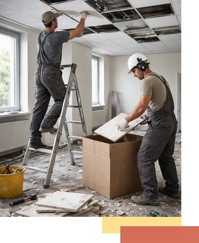 Демонтаж потолочной плитки в Новомосковске быстро и аккуратно