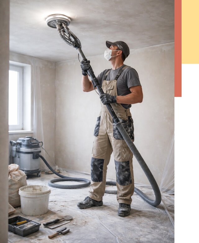 Шлифовка потолка в Новомосковске от 3614 руб. — услуги шлифования потолка | ОТДЕЛОЧНИК-Нвм