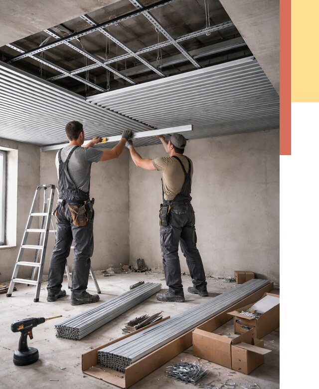 Монтаж реечного потолка в Новомосковске от 4646 руб. под ключ | ОТДЕЛОЧНИК-Нвм