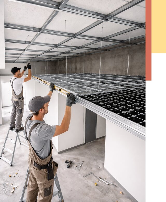 Монтаж потолка грильято в Новомосковске от 465 руб./м² — быстрая сборка под ключ | ОТДЕЛОЧНИК-Нвм