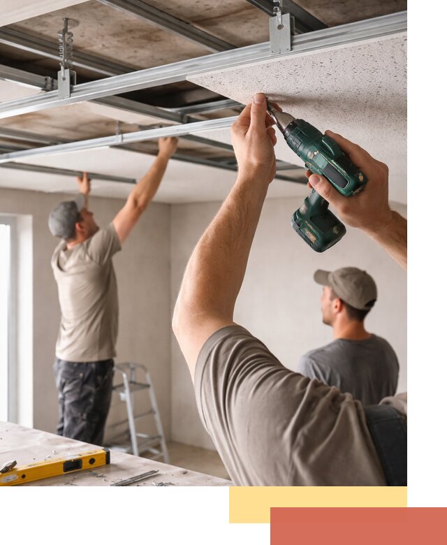 Монтаж акустического потолка в Новомосковске под ключ