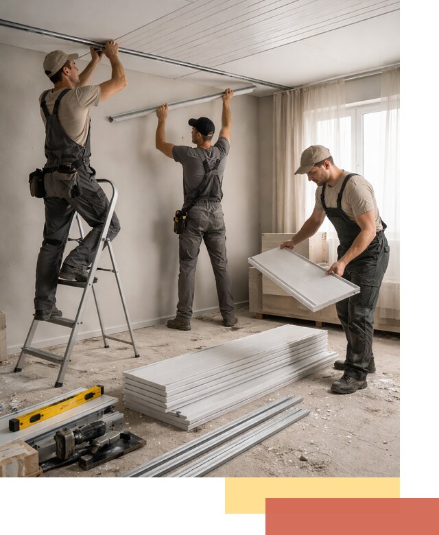 Монтаж потолка из ПВХ панелей в Новомосковске оперативно и качественно