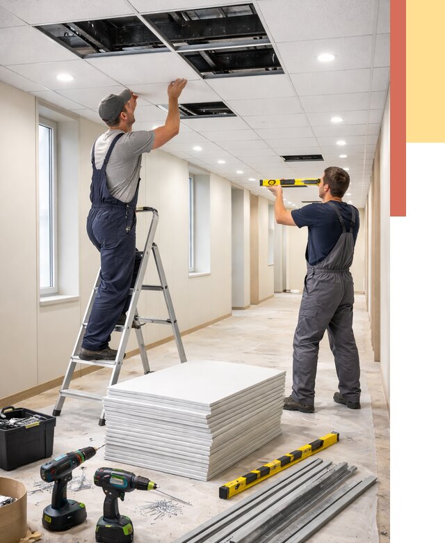 Ремонт потолка Армстронг в Новомосковске от 4646 руб. — быстро и недорого | ОТДЕЛОЧНИК-Нвм