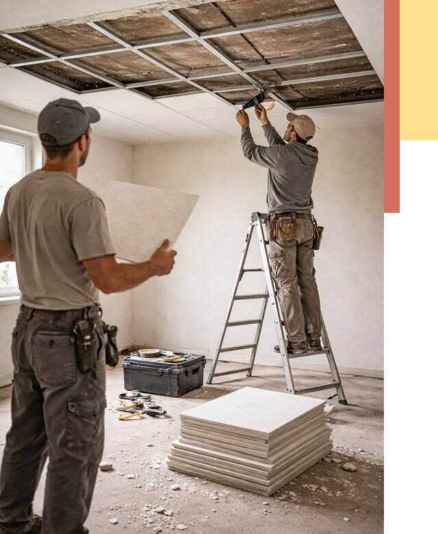 Замена плит подвесного потолка в Новомосковске от 1807 руб. быстро и недорого | ОТДЕЛОЧНИК-Нвм