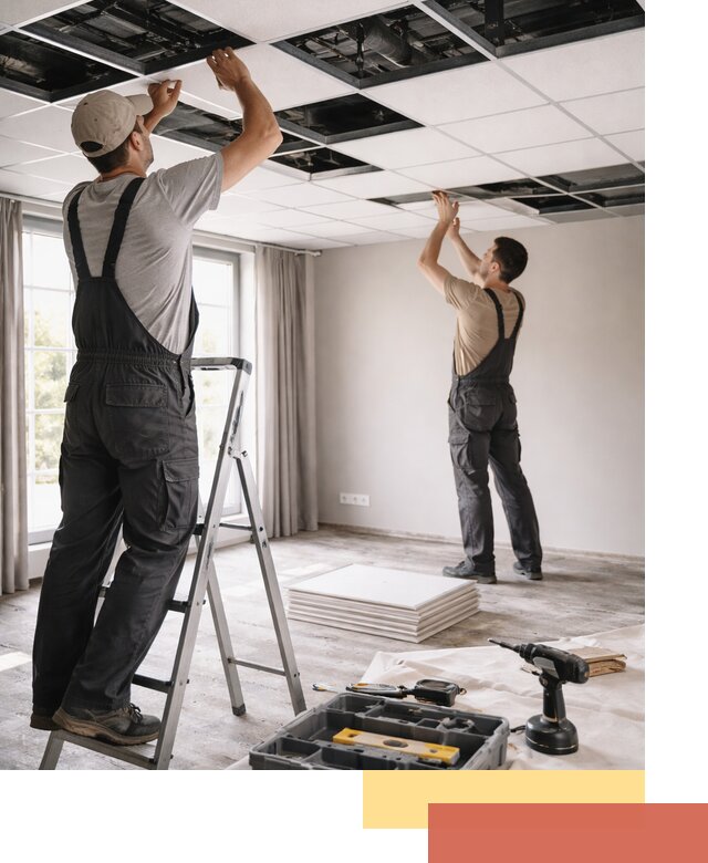 Замена плит подвесного потолка в Новомосковске быстро и качественно