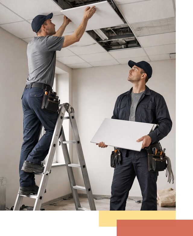 Обслуживание подвесного потолка в Новомосковске — ремонт и чистка