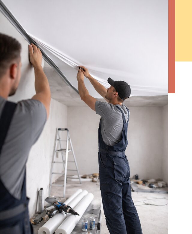 Монтаж матового натяжного потолка в Новомосковске от 4646 руб./м² — быстро и недорого | ОТДЕЛОЧНИК-Нвм