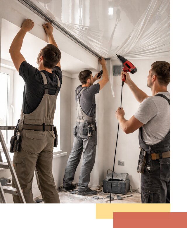 Монтаж глянцевого натяжного потолка в Новомосковске быстро и качественно