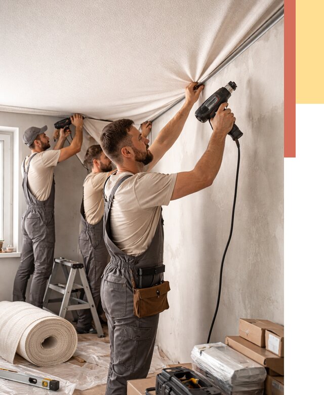 Монтаж фактурного натяжного потолка в Новомосковске от 774 руб. — ОТДЕЛОЧНИК-Нвм