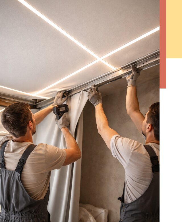 Монтаж натяжного потолка со световыми линиями в Новомосковске от 1239 руб. | ОТДЕЛОЧНИК-Нвм