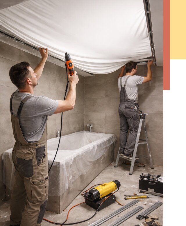 Монтаж натяжного потолка в ванной в Новомосковске от 1239 руб. под ключ | ОТДЕЛОЧНИК-Нвм