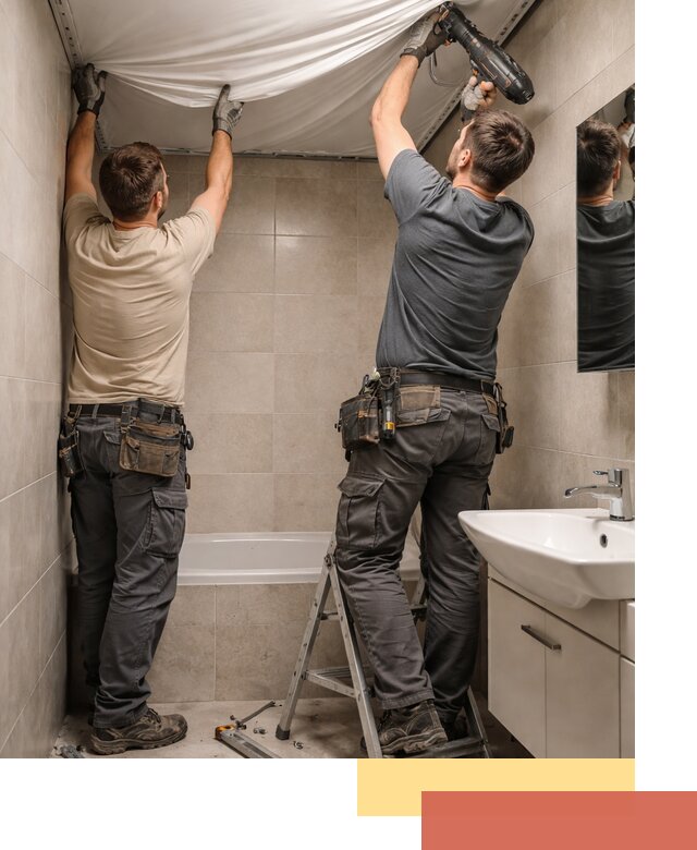 Монтаж натяжного потолка в ванной в Новомосковске быстро и качественно