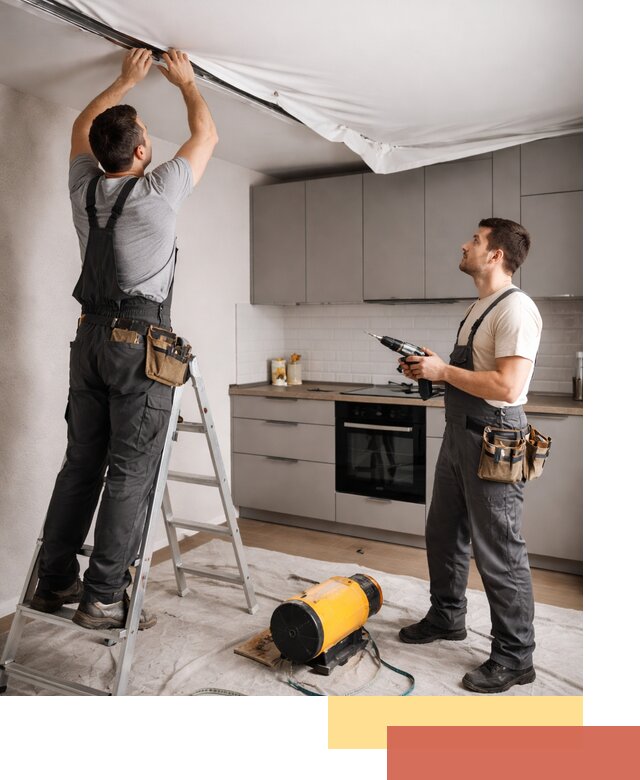 Монтаж натяжного потолка на кухне в Новомосковске