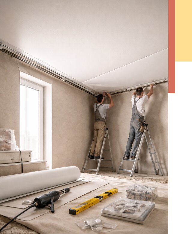 Монтаж натяжного потолка в спальне в Новомосковске от 3924 руб. под ключ | ОТДЕЛОЧНИК-Нвм