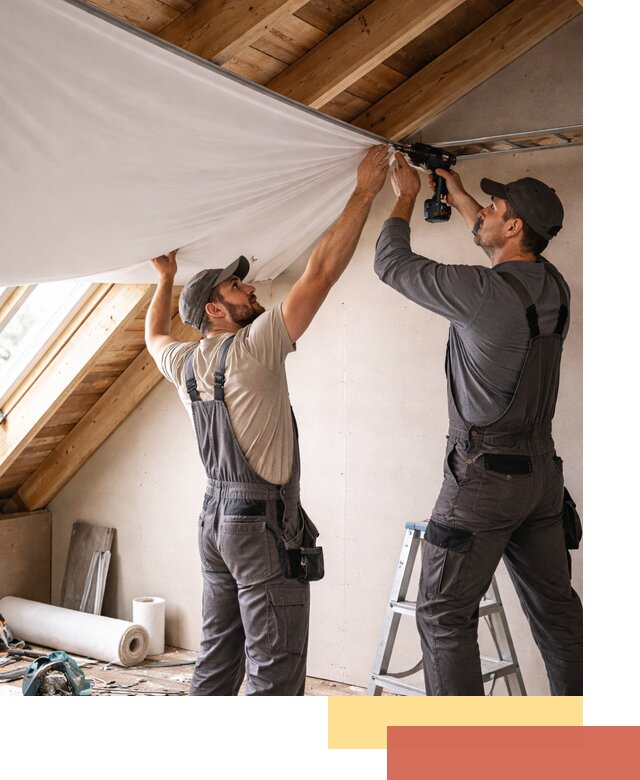 Монтаж натяжного потолка в мансарде в Новомосковске