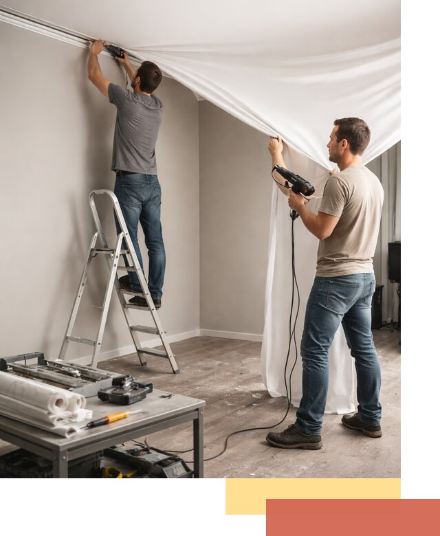 Монтаж натяжного потолка в студии в Новомосковске