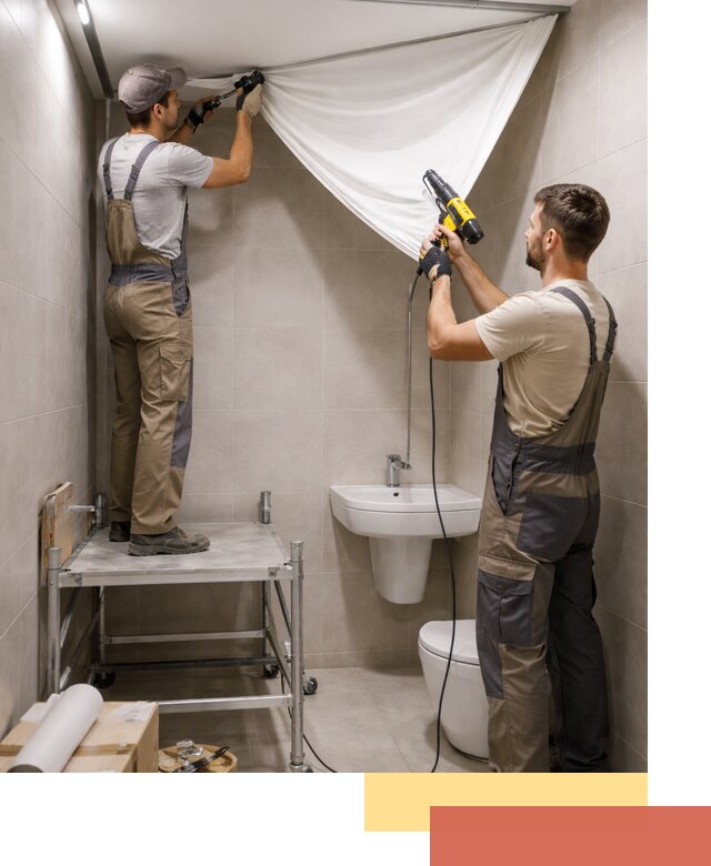 Монтаж натяжного потолка в санузле в Новомосковске