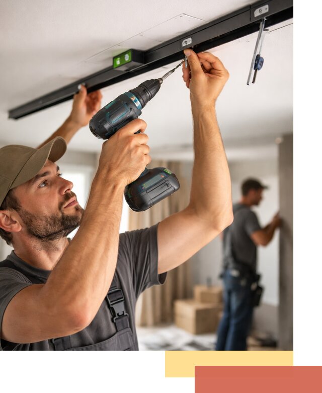 Установка трековых светильников в натяжной потолок в Новомосковске