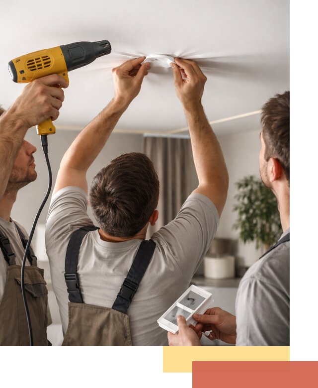 Ремонт прокола полотна натяжного потолка в Новомосковске