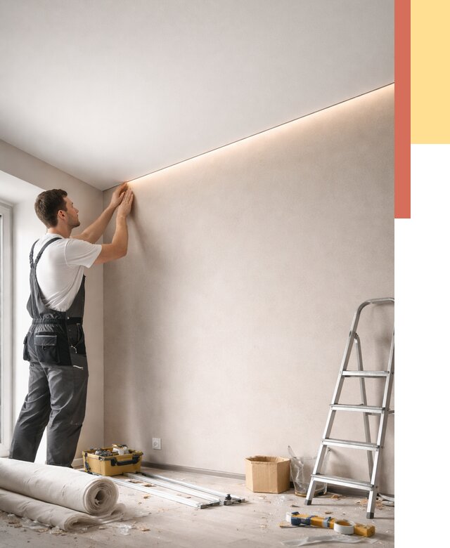 Теневые натяжные потолки в Новомосковске от 8467 руб. под ключ | ОТДЕЛОЧНИК-Нвм