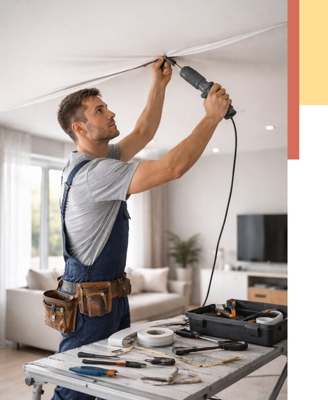 Ремонт натяжных потолков в Новомосковске от 9809 руб. под ключ — ОТДЕЛОЧНИК-Нвм