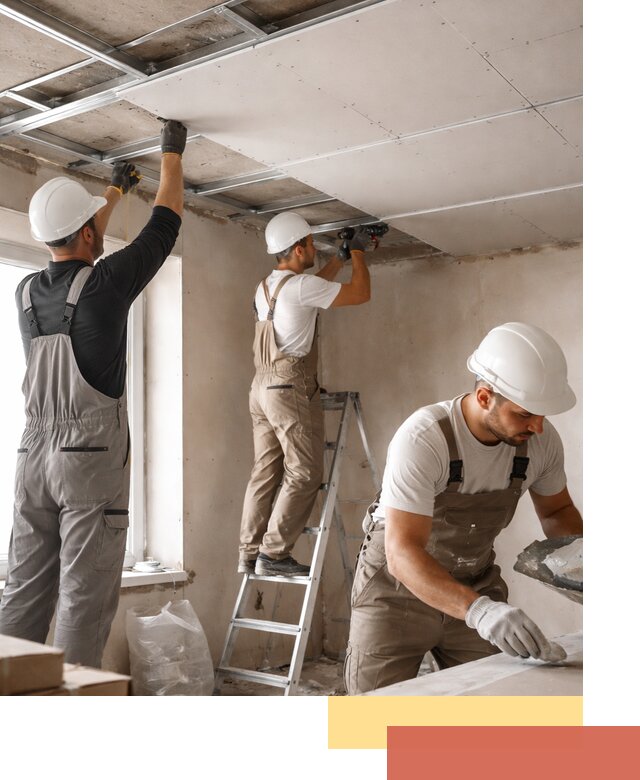 Одноуровневый потолок из гипсокартона в Новомосковске — монтаж и отделка