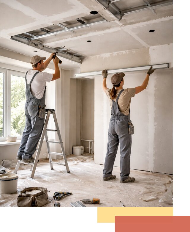 Монтаж многоуровневого потолка из гипсокартона в Новомосковске