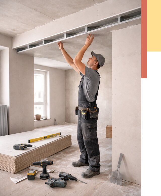 Потолок из гипсокартона с нишей в Новомосковске от 1291 руб. под ключ | ОТДЕЛОЧНИК-Нвм